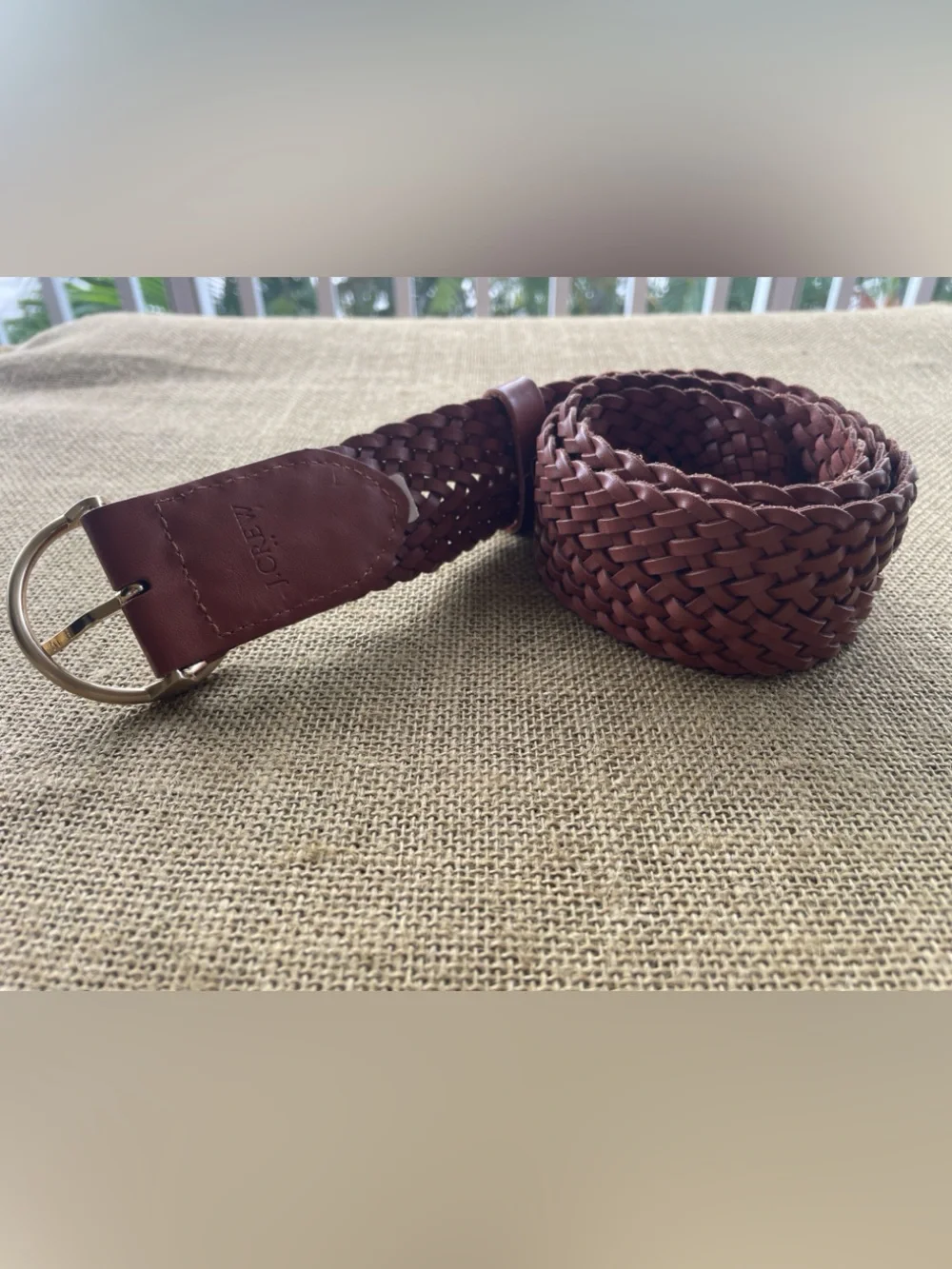 J. Crew Woven Leather Belt - Chestnut Brown